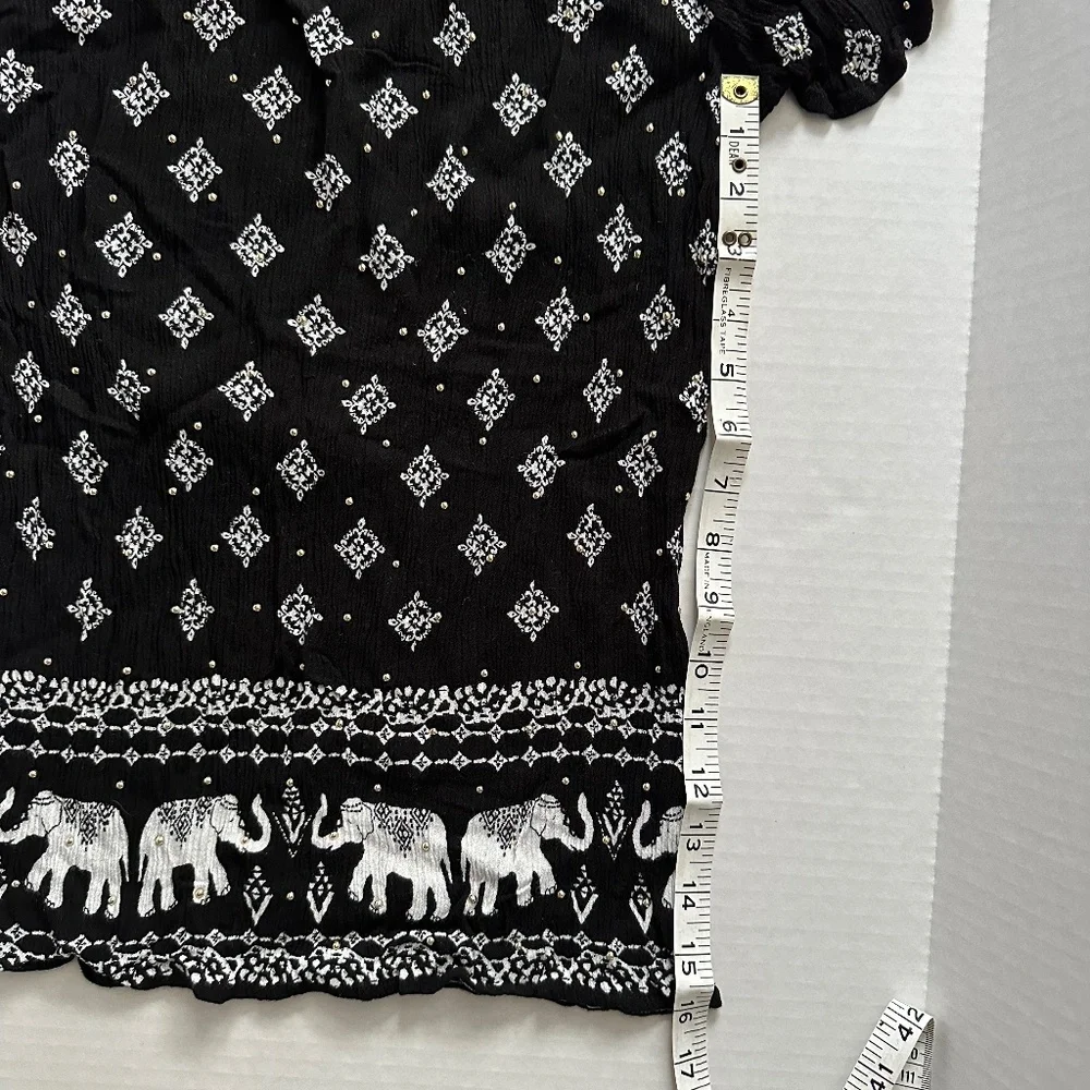 INC International Concepts black and white elephant blouse - Picture 5 of 6